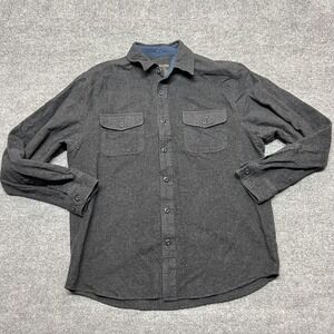 Grizzly Mountain Shirt Mens Large Gray Flannel Button Front Long Sleeve Casual